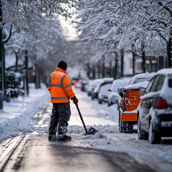Fachkraft am Schnee entfernen